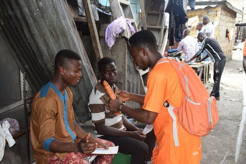 Peer Educators giving information to Residents of Old Fadama