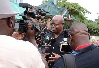 IGP, Mr. James Oppong Boanuh, addressing the media