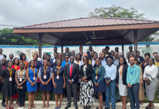 The 5th Cohort of YoLe Fellows in a group photograph with staff and personnel of the UNFPA Ghana Country Office.