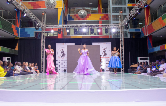 Some models cat walking in the designed clothes by trainees of the Fashion Expressions Programme