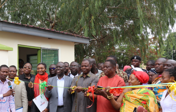 Dignitaries at the ceremony symbolically handing over the upgraded medical warehouse/store to the Bono East Regional Regional Di