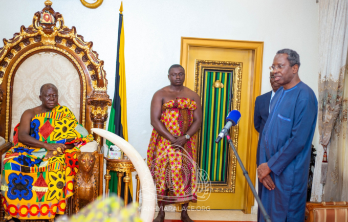 UNFPA Ghana Rep a.i, Mr. Yisa making a point during his courtesy call on the Asantehene.