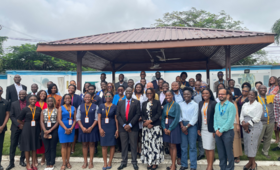 The 5th Cohort of YoLe Fellows in a group photograph with staff and personnel of the UNFPA Ghana Country Office.