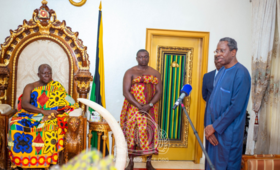 UNFPA Ghana Rep a.i, Mr. Yisa making a point during his courtesy call on the Asantehene.