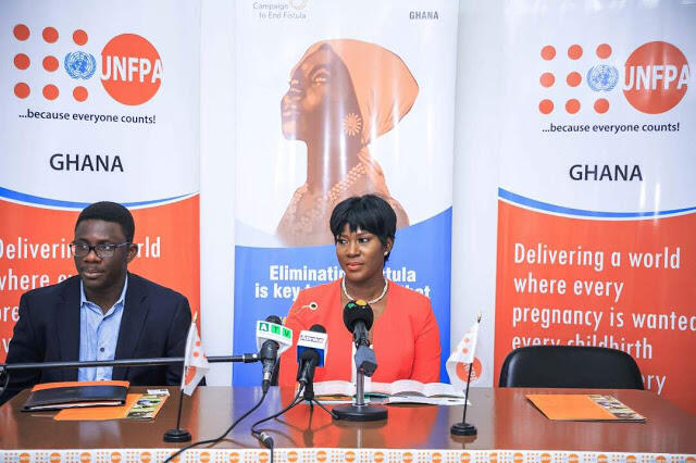 Ms Stephanie Linus, UNFPA Regional Ambassador and Mr. Niyi Ojuolape UNFPA Ghana Rep at the press interaction