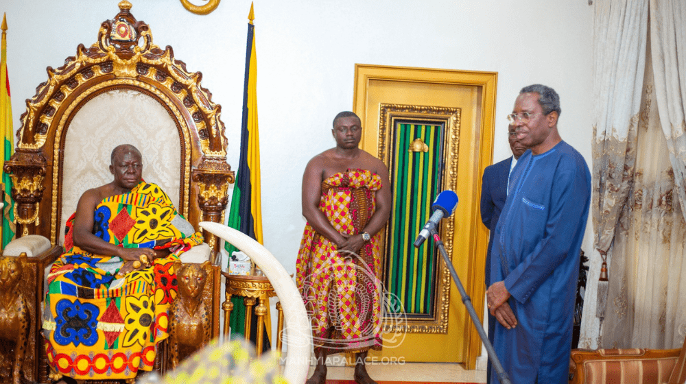 UNFPA Ghana Rep a.i, Mr. Yisa making a point during his courtesy call on the Asantehene.