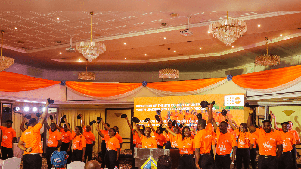 The 5th Cohort of UNFPA Ghana Youth Leaders (YoLe) Fellows at their induction ceremony.