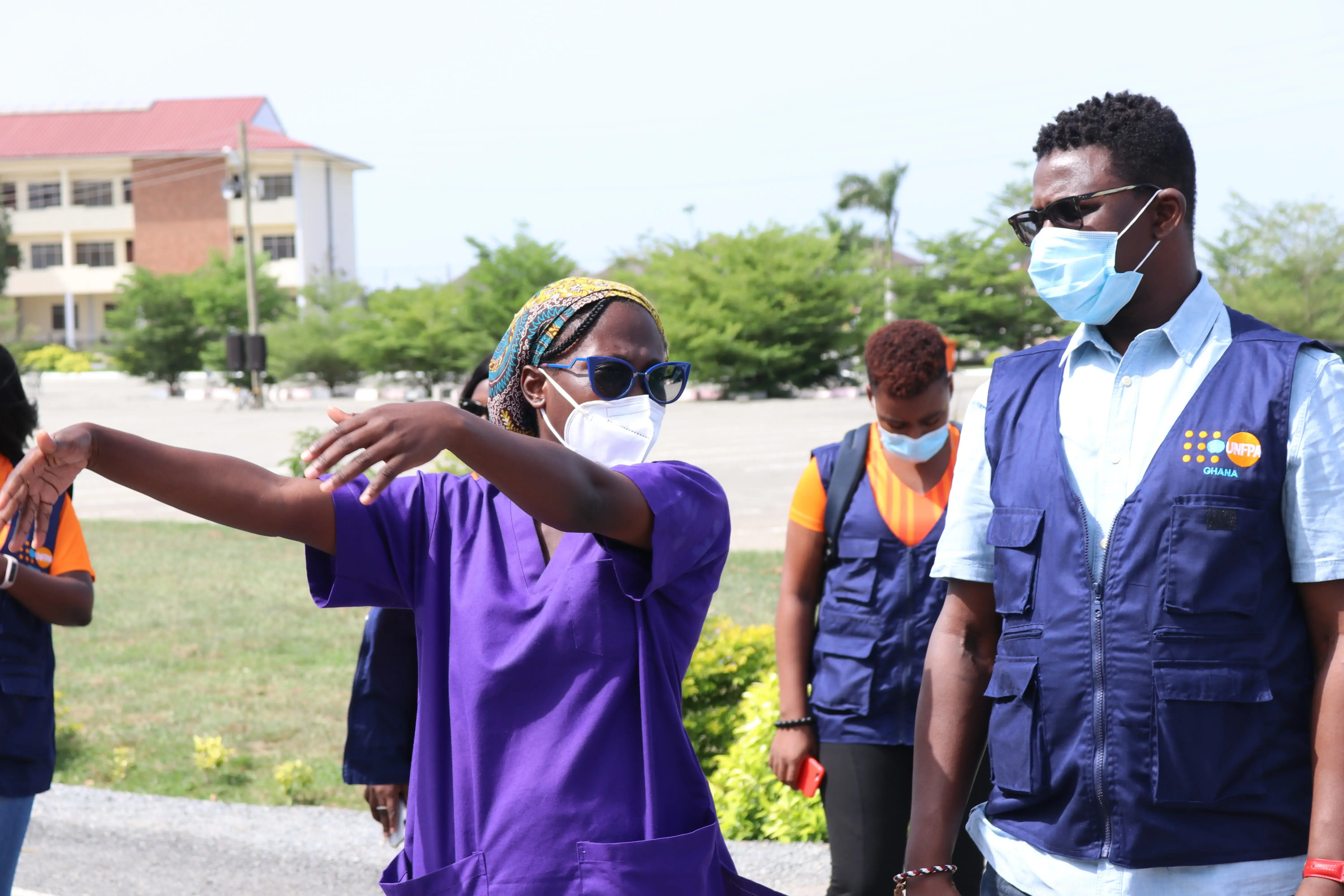 UNFPA interacts with COVID-19 patients at the Pentecost Convention Centre, Gomoa-Fetteh